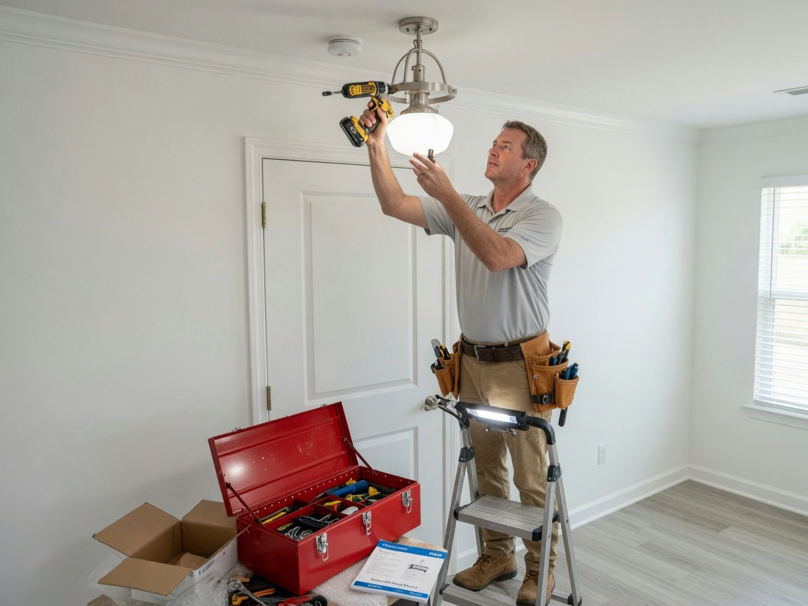 Professional handyman working on home repairs